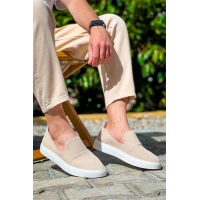 Kb-114  Kuback  Bej Triko Yüksek Taban Bağcıksız Günlük Erkek Ayakkabı