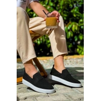 Kb-114  Kuback Siyah Triko Yüksek Taban Bağcıksız Günlük Erkek Ayakkabı