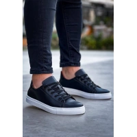 Kb-122  Kuback Siyah Cilt Yüksek Taban Bağcıklı Günlük Erkek Ayakkabı