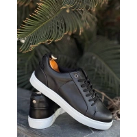 Kb-Bx1  Kuback Siyah Cilt Yüksek Beyaz Taban Günlük Erkek Ayakkabı