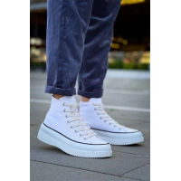 Kb-Cx-3 Kuback Uzun Beyaz Keten Beyaz Yüksek Taban Spor Ayakkabı