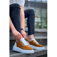 KB-X10 Kuback Taba Süet Beyaz Yüksek Taban Günlük Spor Ayakkabı