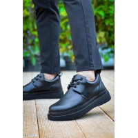 Kb-X3  Kuback Siyah Cilt Siyah Taban Bağcıklı  Günlük Erkek  Ayakkabı