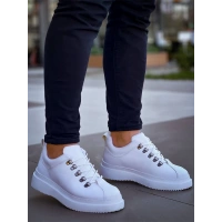 Kb-X4  Kuback Beyaz Cilt Yüksek Taban Bağcıklı Günlük Erkek Ayakkabı