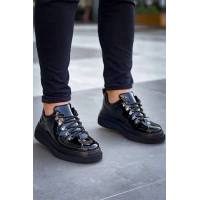 Kb-X4  Kuback Siyah Rugan Siyah Yüksek Taban Bağcıklı Günlük Erkek Ayakkabı