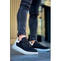 Kb-X500  Kuback Siyah Beyaz Yüksek Taban Bağcıklı Günlük Erkek Ayakkabı