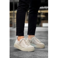 Kb-X502  Kuback Bej Süet Yüksek Bej Taban Bağcık Detaylı Lastikli Günlük Erkek Ayakkabı