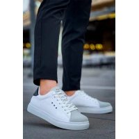 Kb-X7  Kuback Beyaz Siyah Yüksek Taban Bağcıklı Günlük Erkek Ayakkabı