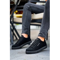 Kb-X7  Kuback Siyah Süet Yüksek Siyah Taban Bağcıklı Günlük Erkek Ayakkabı