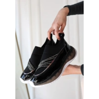 Keita Siyah Rugan Streç Detaylı Spor Ayakkabı