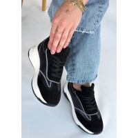 Lemda Siyah Süet Bağcıklı Spor Ayakkabı