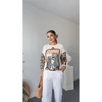 Leopar Desenli Kadın Sweatshier