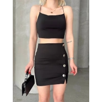 Likralı gabardin dört düğmeli etek