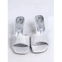 Luart Gümüş Simli Topuklu Terlik