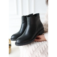 Moed Siyah Cilt Topuklu Bot