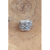 Motifli Gümüş Renk Ayarlanabilir Erkek Yüzük