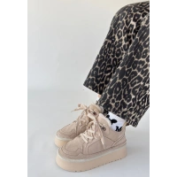 Muden Bej Süet Bağcıklı Bot