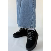 Muden Siyah Süet Bağcıklı Bot