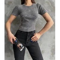 Nakış işlemeli asit yıkamalı bluz