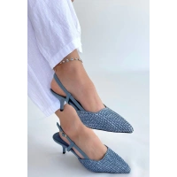 Natti Mavi Cilt Topuklu Ayakkabı