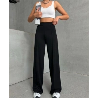 Önü Çımalı Pantolon Siyah