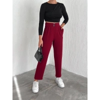 Örme Krep Pantolon Çift Düğmeli