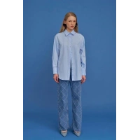 Oversıze Çizgili Kadın Gömlek