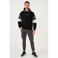 Parçalı Kapşonlu Sweatshirt