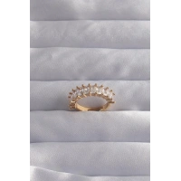 Pirinç Ayarlamalı Gold Renk Baget Taşlı Su Yolu Yüzük