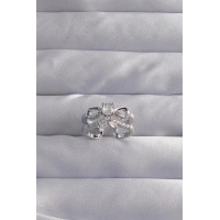 Pirinç Ayarlamalı Gümüş Renk Zirkon Taşlı 2li Görünüm Fiyonk Yüzük