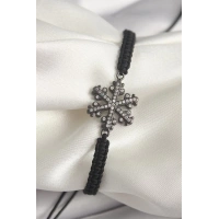 Pirinç Füme Renk Zirkon Taşlı Kar Tanesi Figür Makrome Asansörlü Model Kadın Bileklik