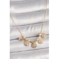 Pirinç Gold Renk 5Li Osmanlı Tuğra Figür İnci Detay Kadın Kolye