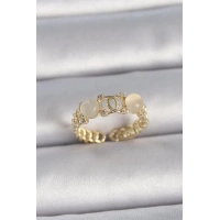 Pirinç Gold Renk Ayarlanabilir Zirkon Taşlı Beyaz Mineli Birleşik Halka Model Kadın Yüzük