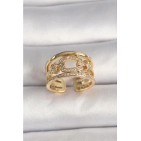 Pirinç Gold Renk Ayarlanabilir Zirkon Taşlı Gemici Düğümü Model Kadın Yüzük