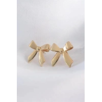 Pirinç Gold Renk Düz Plaka Fiyonk Küpe