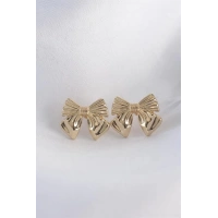 Pirinç Gold Renk Fiyonk Küpe