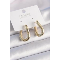 Pirinç Gold Renk Halka Model Kadın Küpe