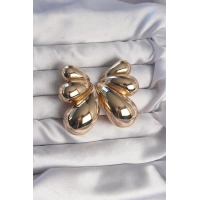 Pirinç Gold Renk İri Bombeli Kelebek Küpe