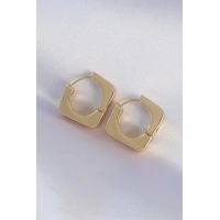 Pirinç Gold Renk Kare Küpe