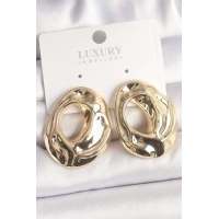 Pirinç Gold Renk Kemik Halka Model Kadın Küpe