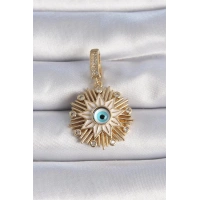 Pirinç Gold Renk Nazar Boncuklu Saçaklı Yıldız Figür Ajda Charm