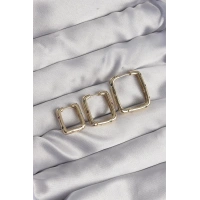 Pirinç Gold Renk Renkli Zirkon Taşlı Kare Model Küpe Seti