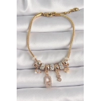 Pirinç Gold Renk Zincir Sallantı Zirkon Taşlı Messika Figür Yıldız Detay Kadın Bileklik