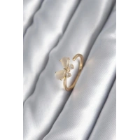 Pirinç Gold Renk Zirkon Taş Detay Kelebek Model Kadın Yüzük