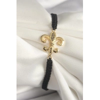 Pirinç Gold Renk Zirkon Taş İşlemeli Zambak Figür Asansörlü Makrome Model Kadın Bileklik