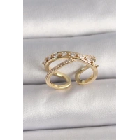 Pirinç Gold Renk Zirkon Taşlı Ayarlanabilir Kadın Yüzük