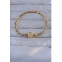 Pirinç Gold Renk Zirkon Taşlı Charm Bileklik
