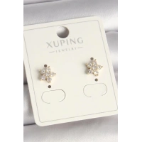 Pirinç Gold Renk Zirkon Taşlı Çiçek Model Xuping Kadın Küpe