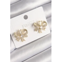 Pirinç Gold Renk Zirkon Taşlı Fiyonk Model Kadın Küpe