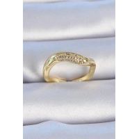 Pirinç Gold Renk Zirkon Taşlı Kadın Yüzük